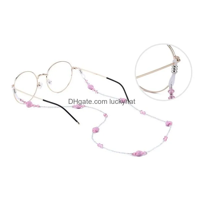 new heart bead chain glasses cord holder pink blue green fashion glasses cord eyewear accessories women wholesale