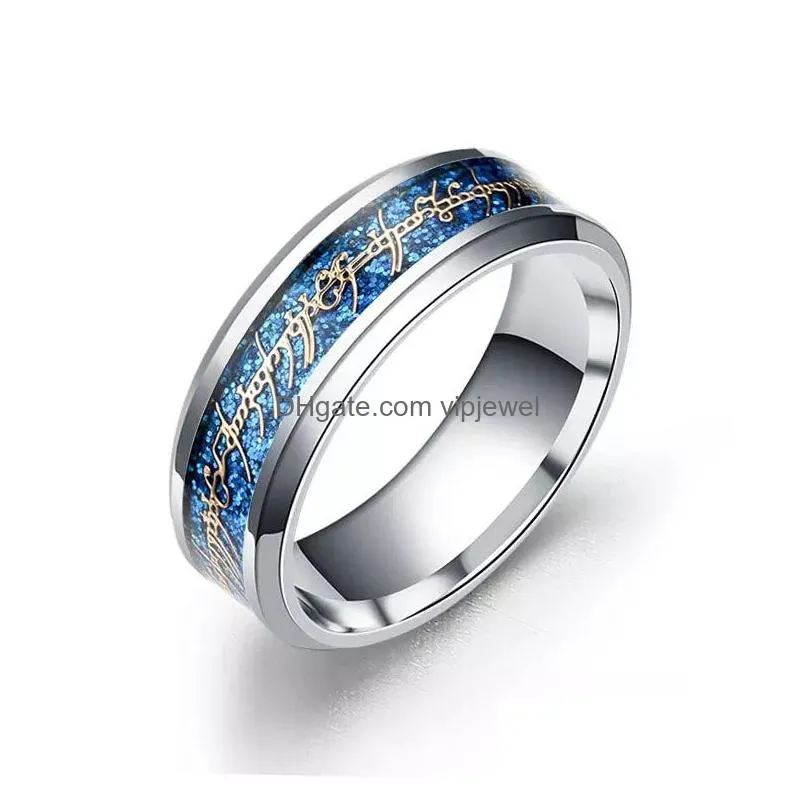  the lord of the ring silver gold letter finger ring band rings stainless steel ring brave hope inspirational jewelry women men