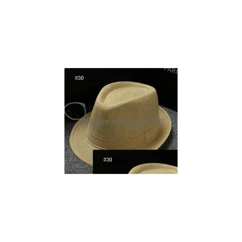  men women cotton/linen straw hats soft fedora panama hats outdoor caps 28 colors choose