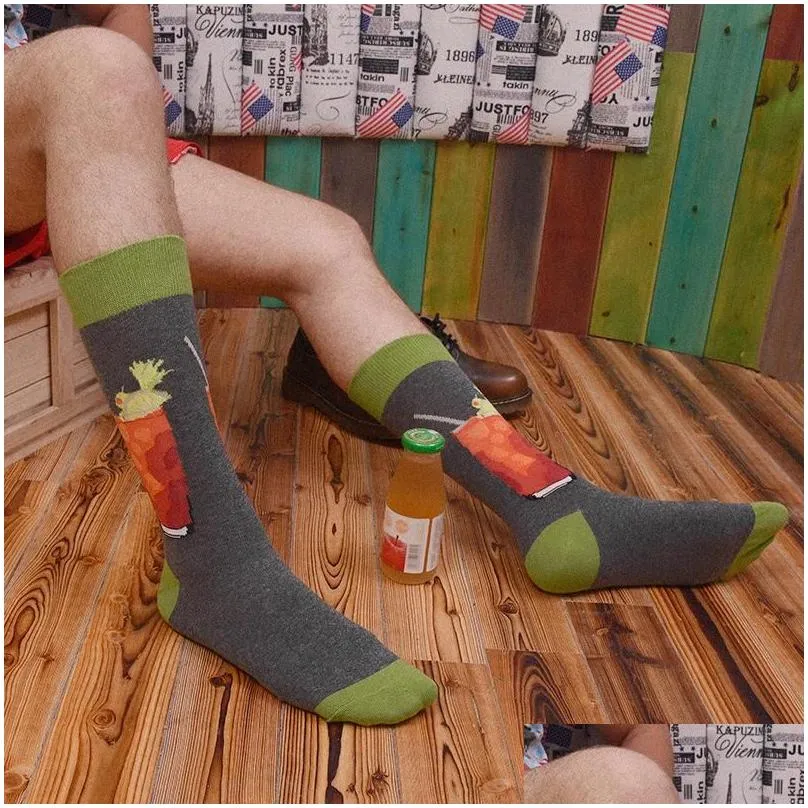 mens socks men fashion cartoon cola red wine guitar bike anchor funny harajuku hip hop street style happy casual skate cotton