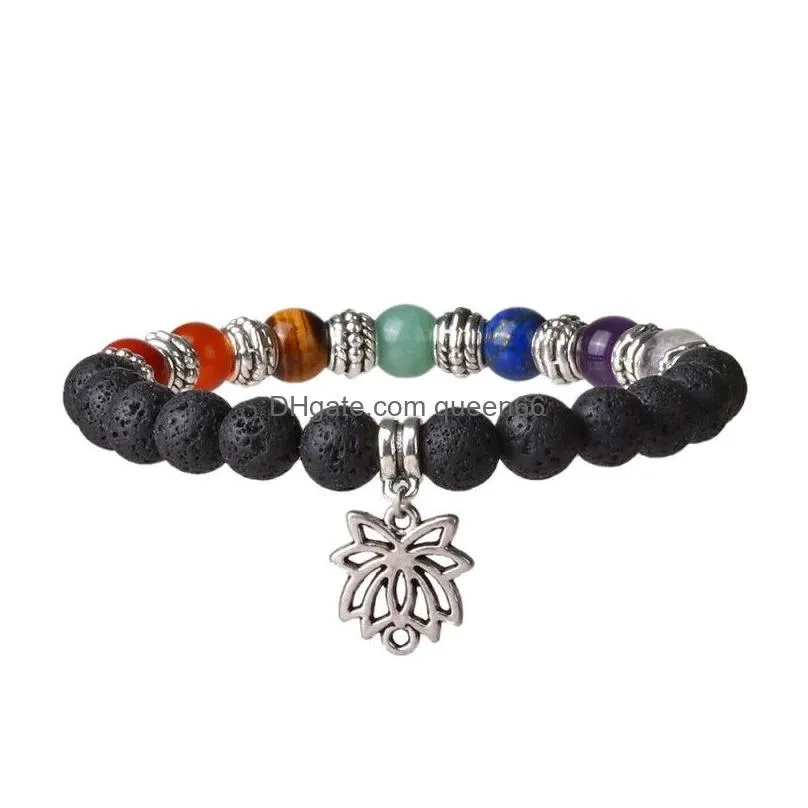 7 chakra energy natural stone elastic yoga beads bracelet buddhism tree of life pendant bracelet charm jewelry 4 styles