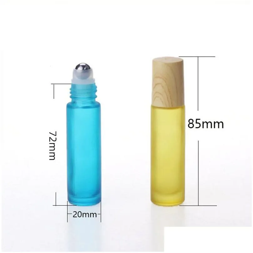 10ml printed glass roller bottles travel portable perfume essential oil bottle mini macaron color empty bottling