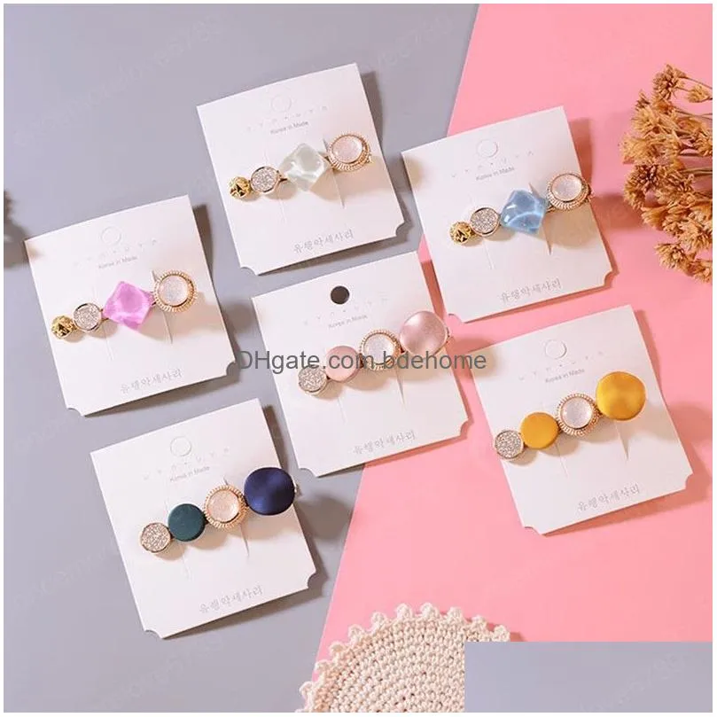 korean style crystal button round hair clip elegant girls headwear hairpins women party ornament fashion hairpins barrette