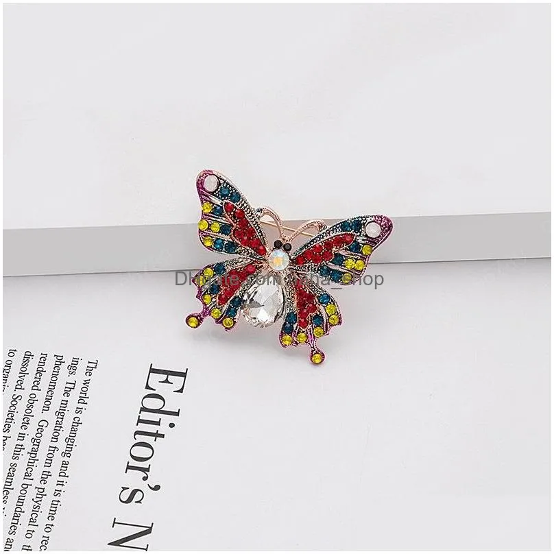 european and american new oil drop enamel alloy inlaid color diamond brooch retro palace style pins accessories jewelry wholesale