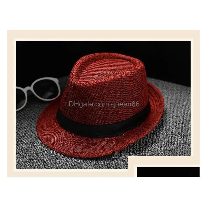  men women cotton/linen straw hats soft fedora panama hats outdoor caps 28 colors choose