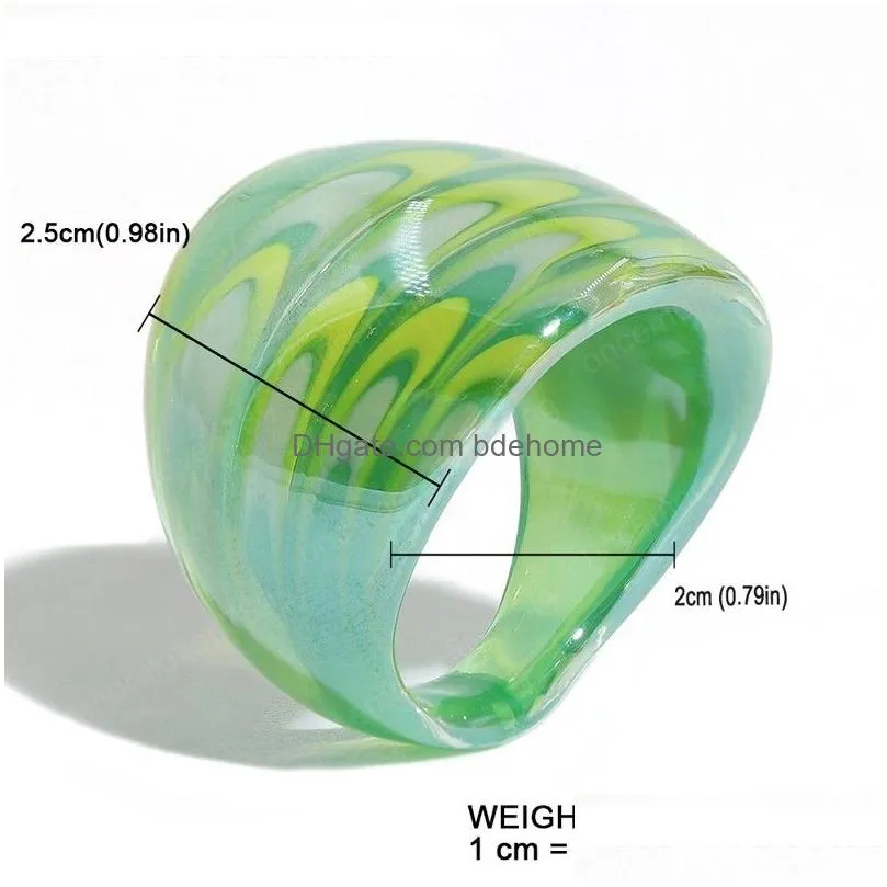 colorful transparent rings irregular geometric simple glass ring for women girls jewelry party gifts 2021