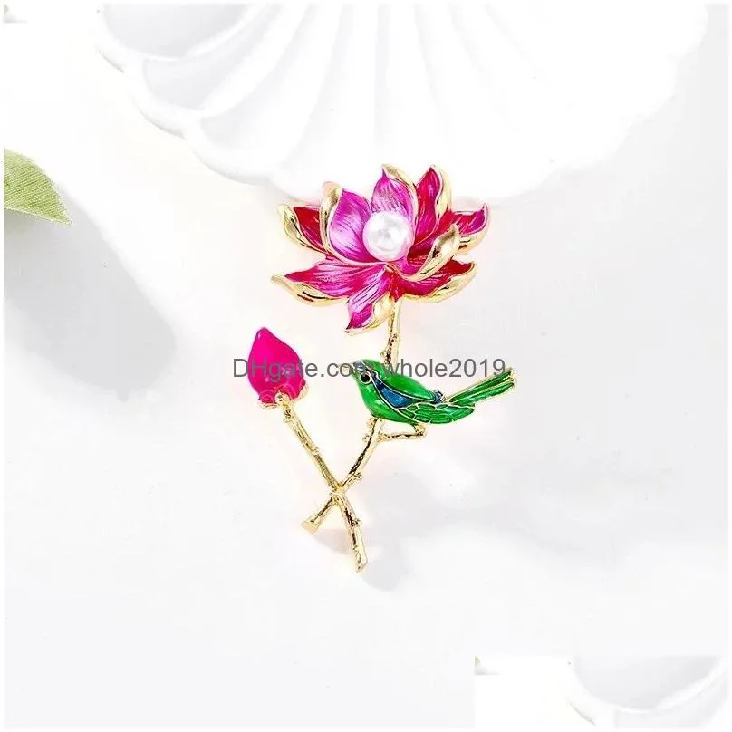 lotus brooch female highend exquisite cheongsam accessories chinese style pink lotus brooches for women gift