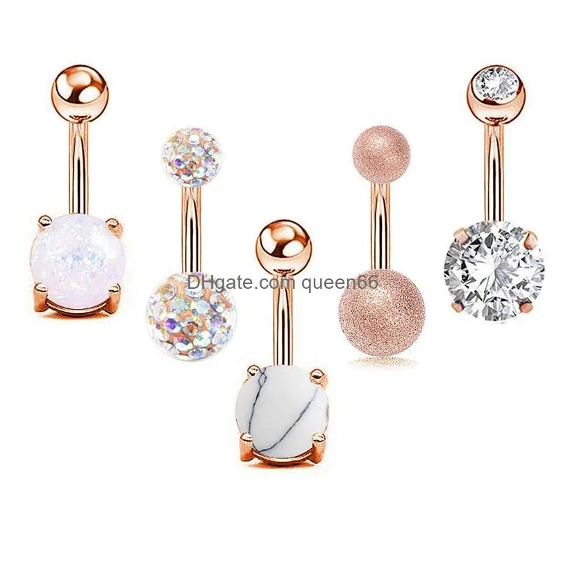 2 colors stainless steel belly button rings for women girls 201910 screw navel piercing bars ring body jewelry fashion accessories