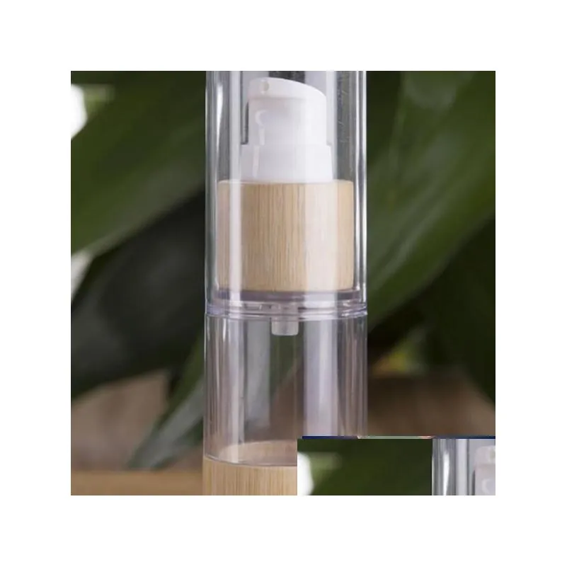 new bamboo cosmetic packaging bottle 20ml 30ml 50ml 80ml 100ml 120ml empty airless vacuum pump bottles for makeup cream serum lotion skin