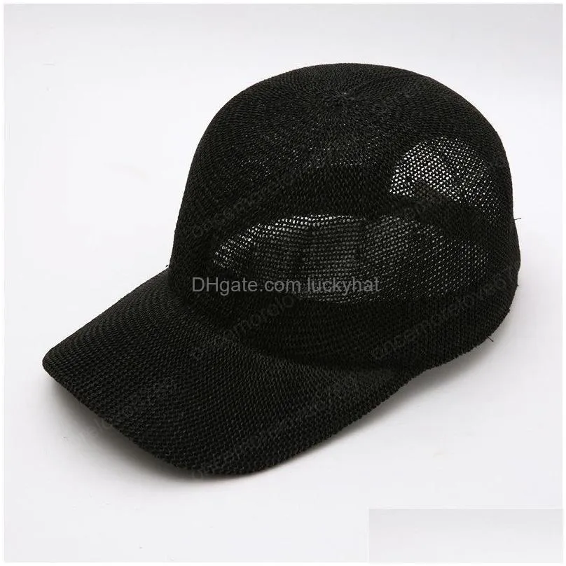 straw hat woman outdoor casual sun hats sunscreen summer baseball cap adjustable fashion solid color antiuv cap