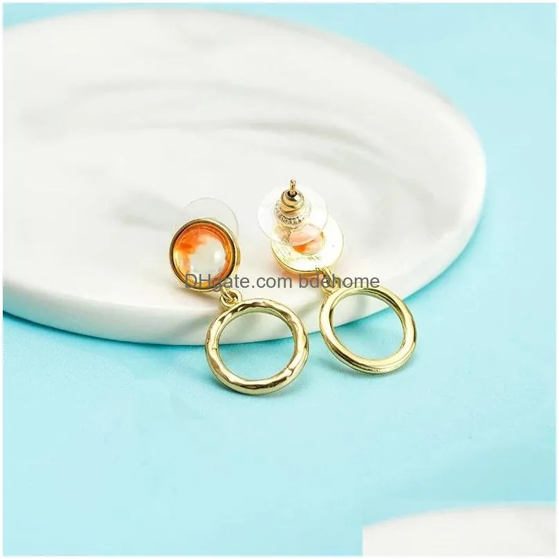 korea style romantic opal earrings for women trendy metal dangle earing jewelry cute hanging earrings