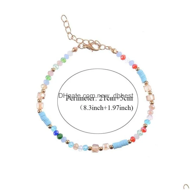 fashion colorful crystal bead anklets for women barefoot sandals foot anklet bracelet bohemia summer beach charm bead jewelry