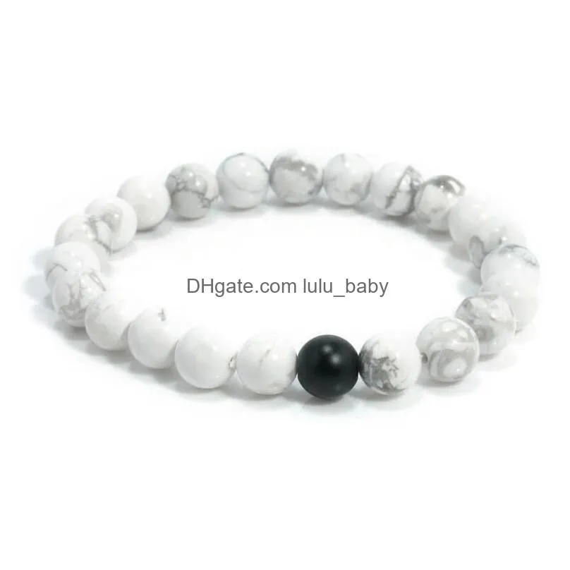 natural agate bead bracelet lava beads bracelet with black and white couple bracelet handmade beads bracelets men women fashion