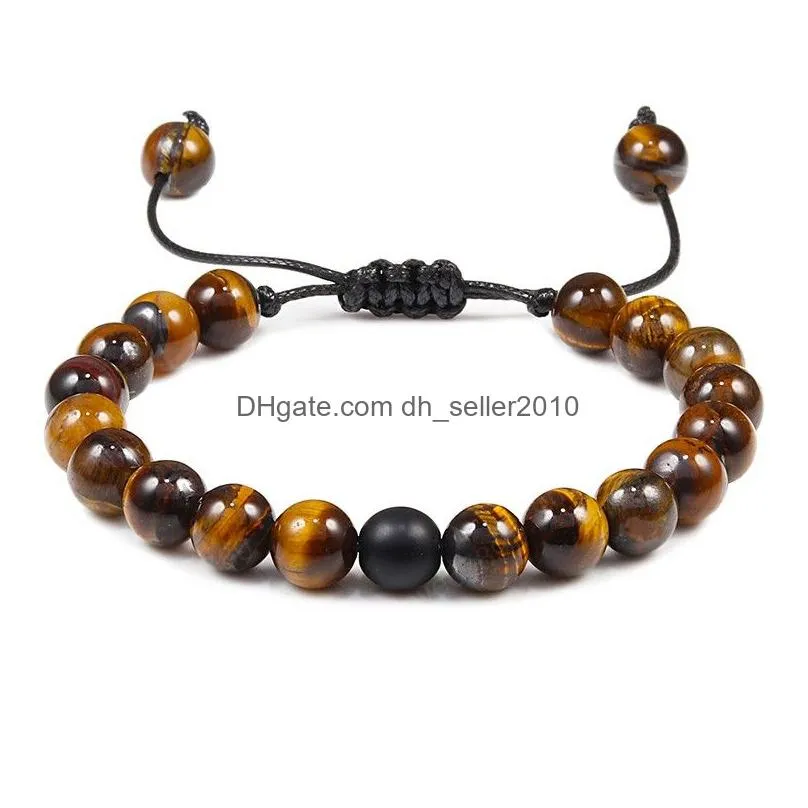 tiger eye beads bracelet men charm natural stone braslet for women braided rope adjustable yoga bracelets jewelry gift pulseras