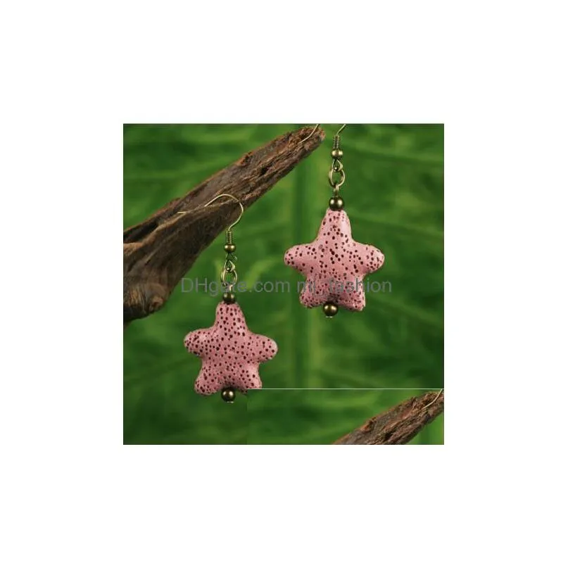 8 colors star lava stone earrings perfume essential oil diffuser natural stone ethnic earrings accessories jewelry women