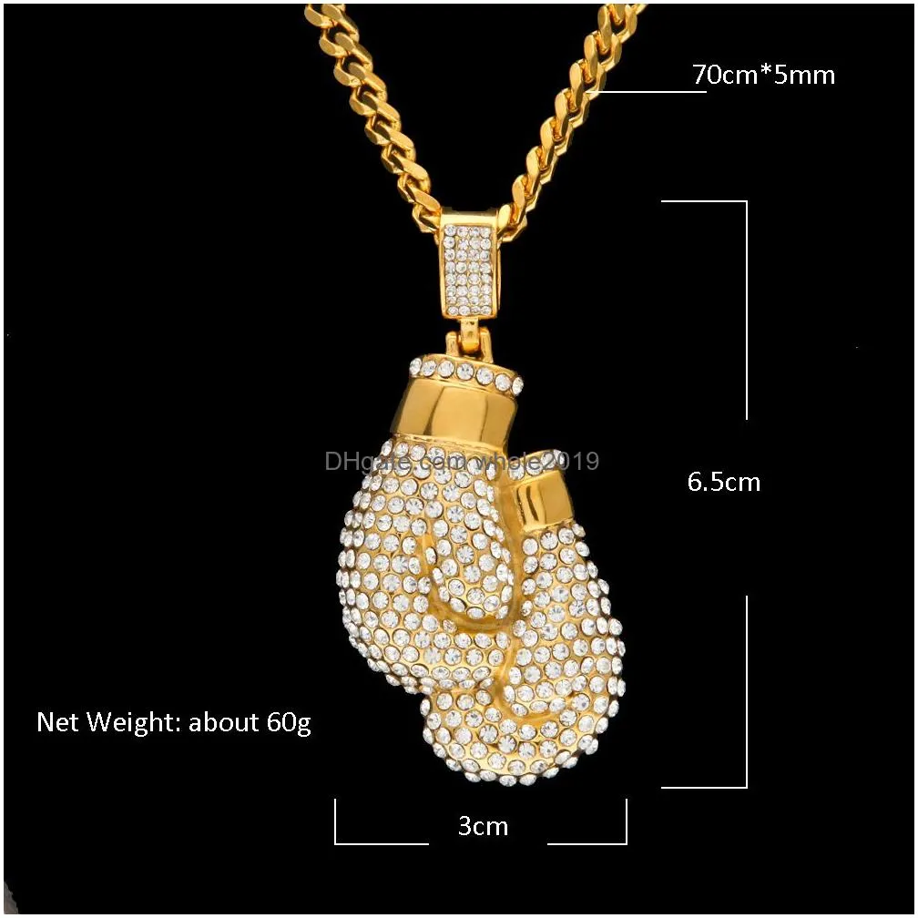 stainless steel hands pendant mens hip hop jewelry bling rhinestone crystal golden pendant necklace cuban chain