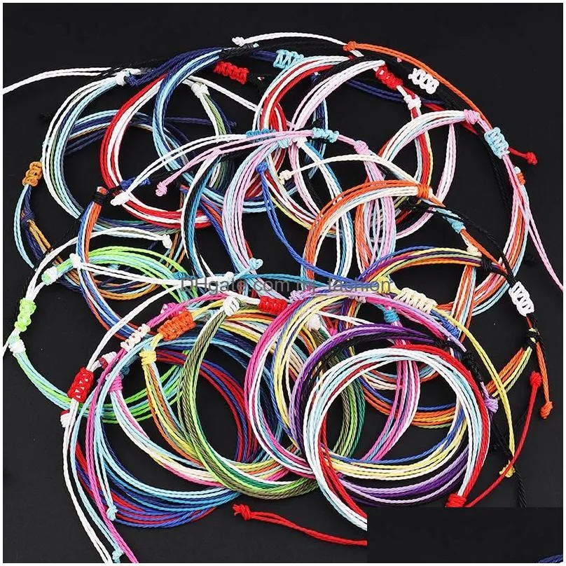 handmade wax thread woven bracelets multilayer friendship braided bracelet draw string bohemian bangle for women summer beach jewelry