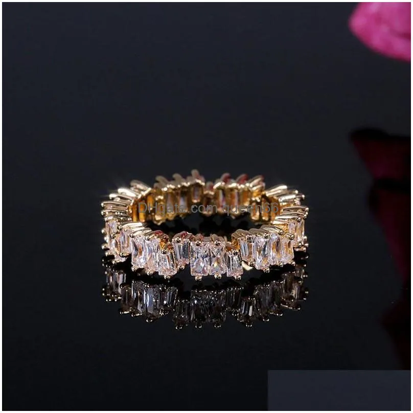  rose gold zircon rings simple high quality band finger ring wedding ring for women fashion jewelry party gifts wholesale