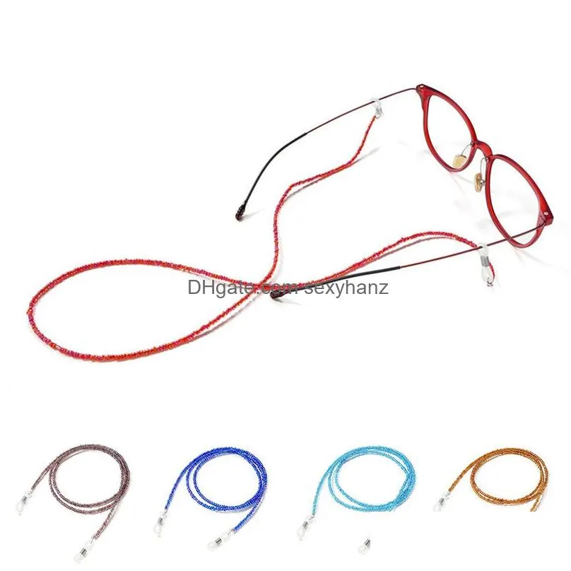 2020 fashion beaded crystal glasses neck strap sunglass chain candy color eyeglasses lanyard rope beads sunglass cord holder