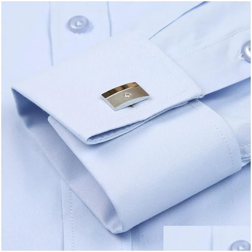 wholesale2016 mens longsleeved french cuff solid dress shirt spread collar cotton blend classic fit tuxedo shirt cufflink