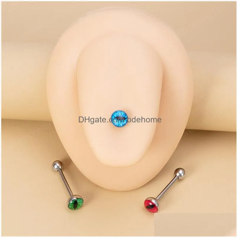 dragons eye tongue ring piercing barbell earring bar helix cartilage stud stainless steel tragus body jewelry