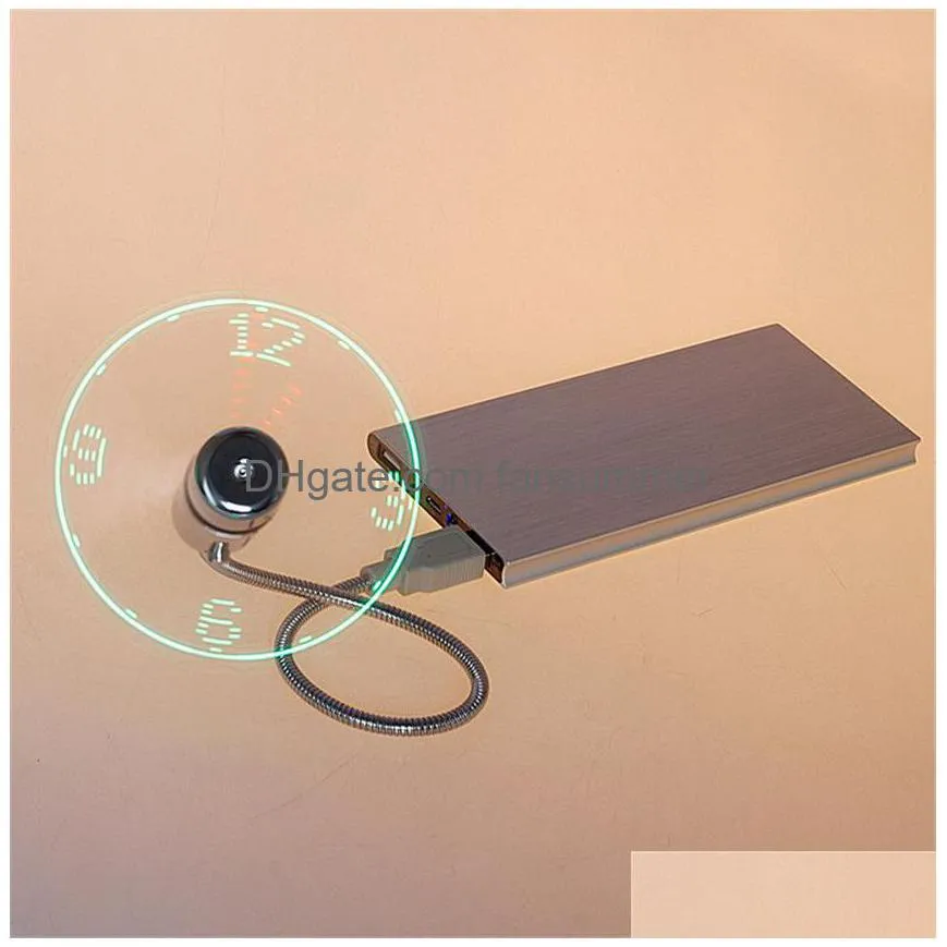 mini usb led fan clock display flashing time usb clock fan for pc notebook power bank  with ith clock usb gadgets