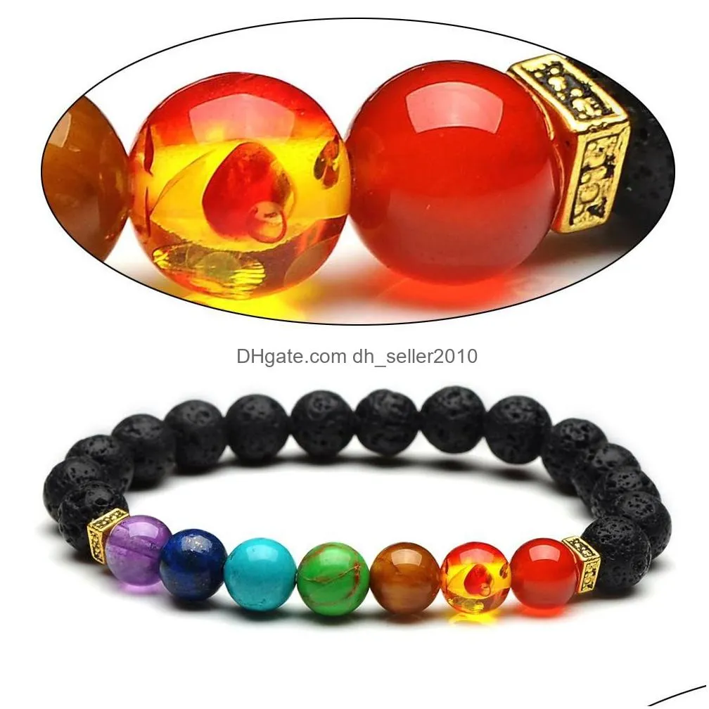 the seven chakra bracelets beaded bracelet for men womens natural emperor stone bracelet square charm fashion jewelry 8mm beads