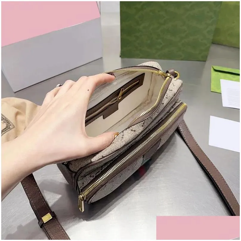 2023 women crossbody messenger bags purse luxury genuine leather canvas shoulder bag designer handbag wallet red green ribbon zipper hardware adjustable