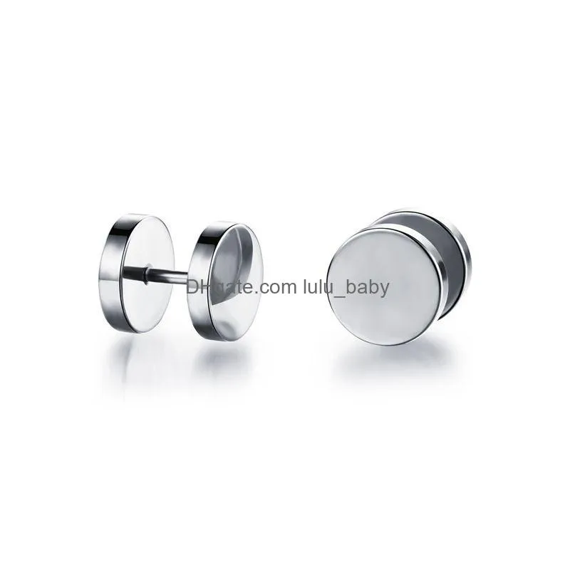 men fashion accessories dumbbell design stud earring silver color / black / gold stainless steel earrings cool man party jewelry