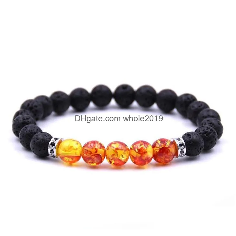 wholesale natural lava stone bracelets reiki chakra healing balance buddha beads for men women gift charm yoga jewelry