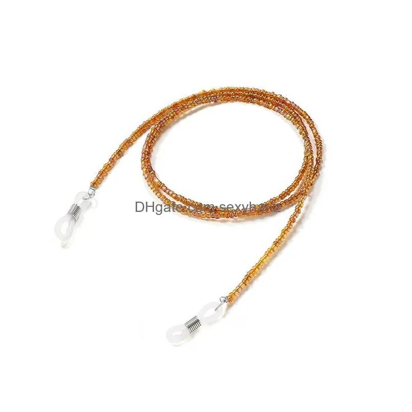 2020 fashion beaded crystal glasses neck strap sunglass chain candy color eyeglasses lanyard rope beads sunglass cord holder