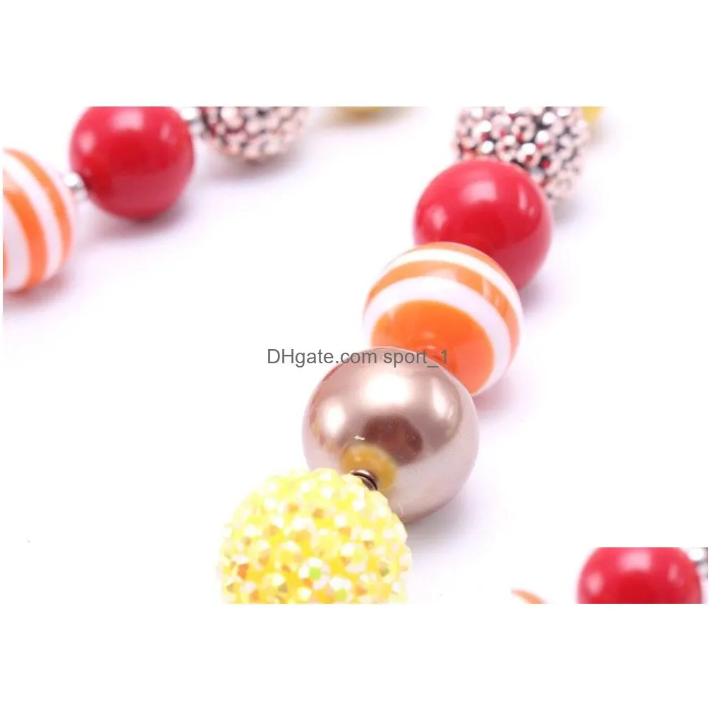 thanksgiving design kid chunky necklace coffee color design bubblegum bead chunky necklace children jewelry for toddler girls