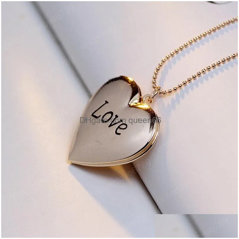 new fashion jewelry heart diy openable locket photo box pendant necklace love locket necklaces