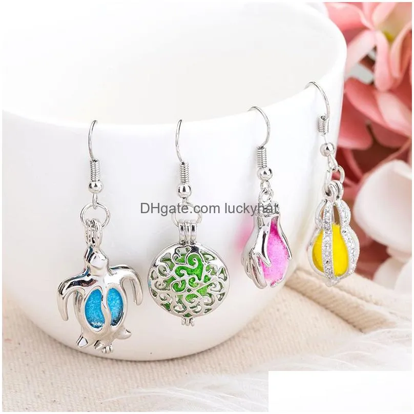 perfume added earring set aromatherapy locket  oil diffuser jewelry accessories hollow pendant diy fragrance flower anilaml