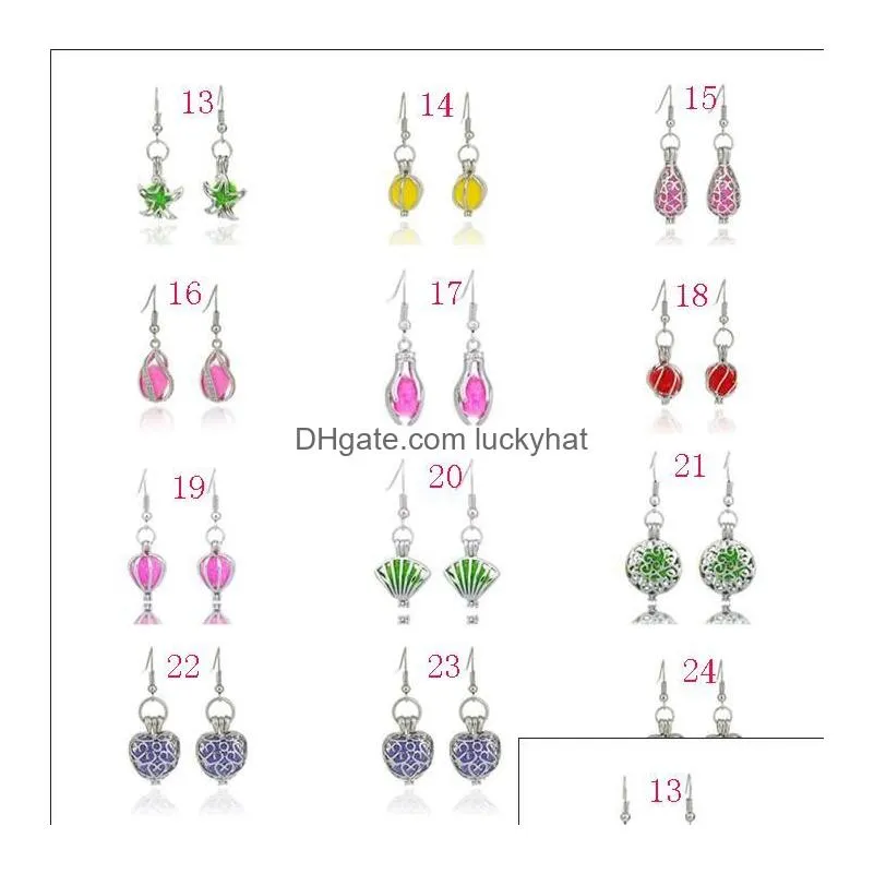 perfume added earring set aromatherapy locket  oil diffuser jewelry accessories hollow pendant diy fragrance flower anilaml