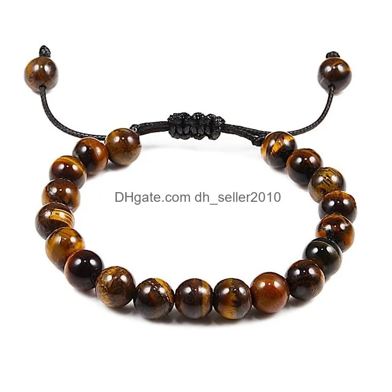 tiger eye beads bracelet men charm natural stone braslet for women braided rope adjustable yoga bracelets jewelry gift pulseras