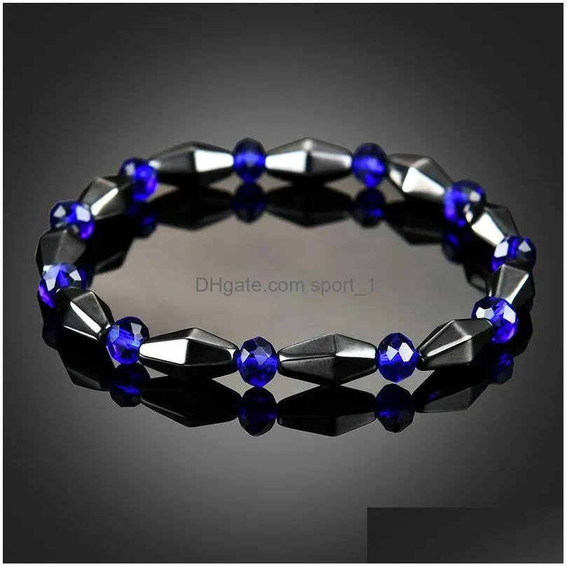natural stone black gallstone beaded bracelets magnetic hematite health bracelet for women men crystal beads jewelry