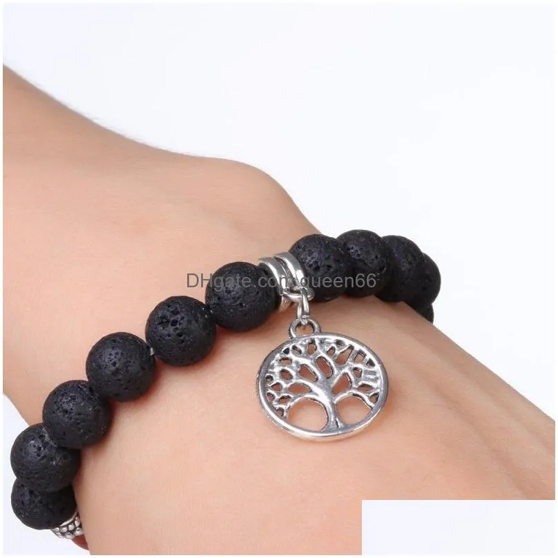 7 chakra energy natural stone elastic yoga beads bracelet buddhism tree of life pendant bracelet charm jewelry 4 styles