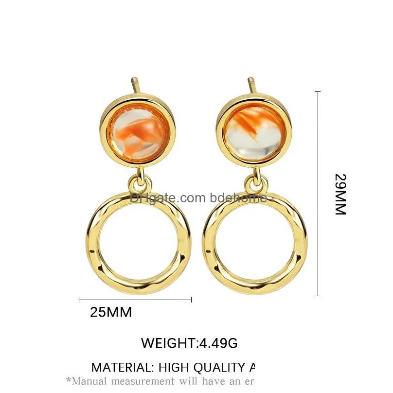 korea style romantic opal earrings for women trendy metal dangle earing jewelry cute hanging earrings