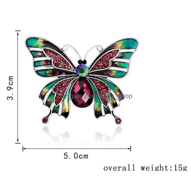 new year gifts butterfly brooch pins rhinestone crystal brooches sweater women plating ancient korean brooches for women