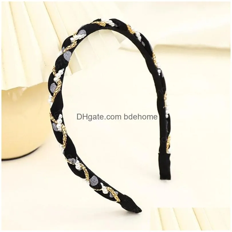 fashion summer headwear casual pearl hairband for women exquisite beaded winding headband female hair accessories