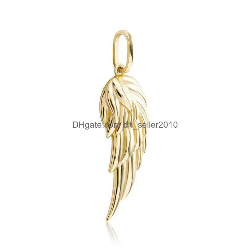 personalized 925 sterling silver feather wing pendant necklace hip hop jewelry accessories for men women charm necklaces 14k rose gold color hip hop