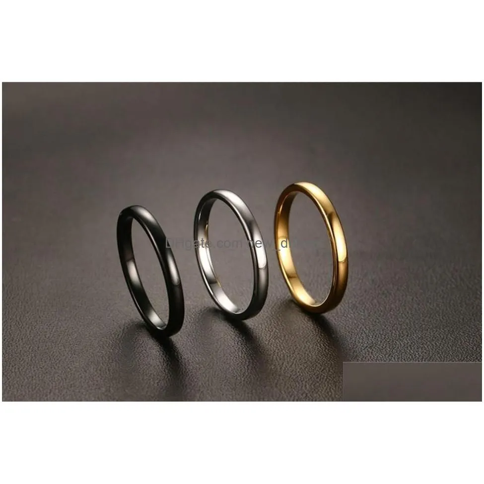 2020 new cute women goldcolor rings trendy 2 mm tungsten carbide wedding bands for women