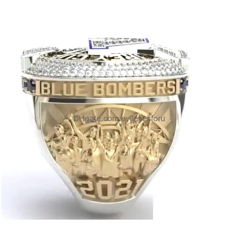 winnipeg blue 2021 bombers cfl grey cup team champions championship ring with wooden box souvenir men fan gift 2023 wholesale