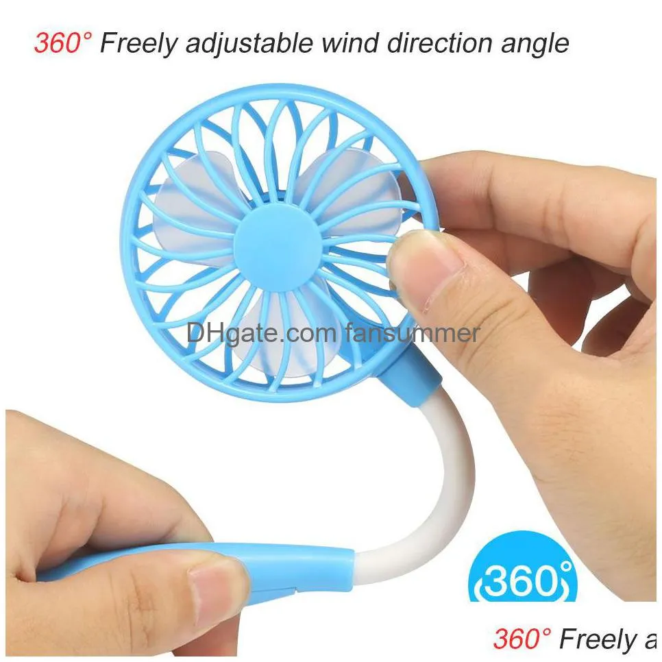 mini cool fan portable usb rechargeable fan gadgets neckband lazy neck hanging dual cooling for daily life with retail box