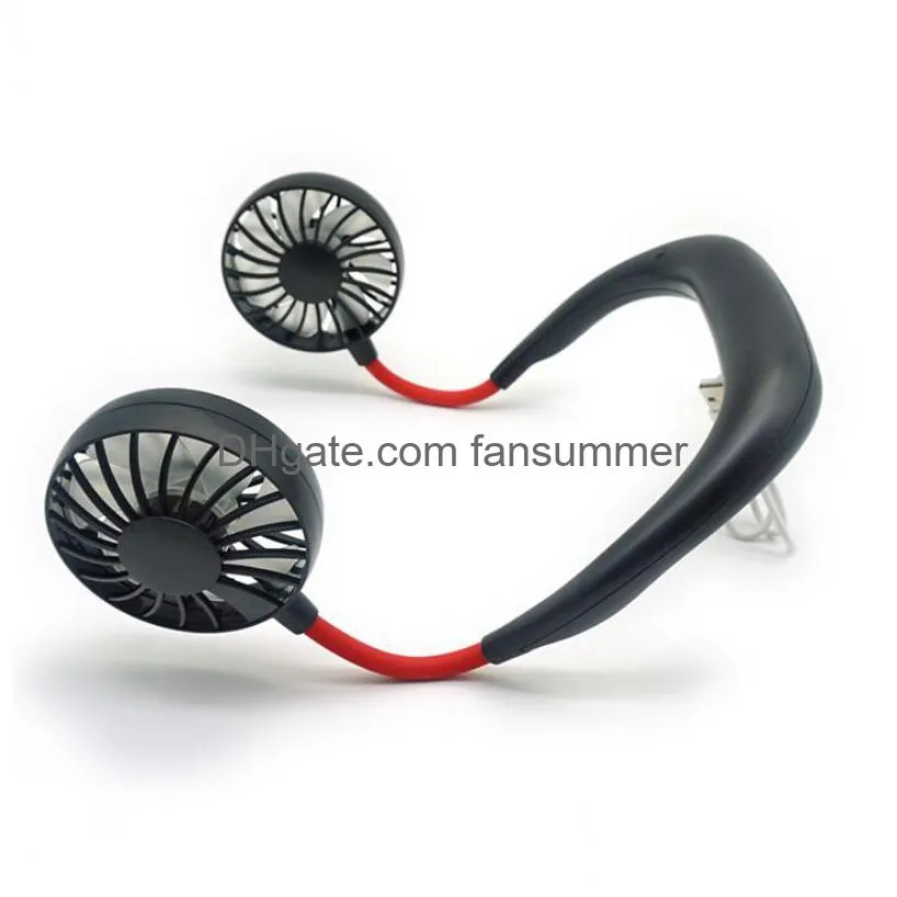 portable fan hand personal mini usb gadgets rechargeable 360 degree adjustment head hanging neck fans for travel outdoor220