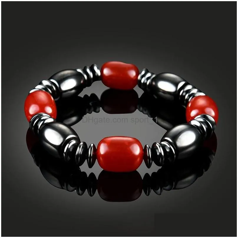 natural stone black gallstone beaded bracelets magnetic hematite health bracelet for women men crystal beads jewelry