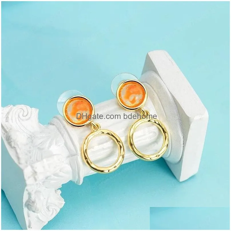 korea style romantic opal earrings for women trendy metal dangle earing jewelry cute hanging earrings