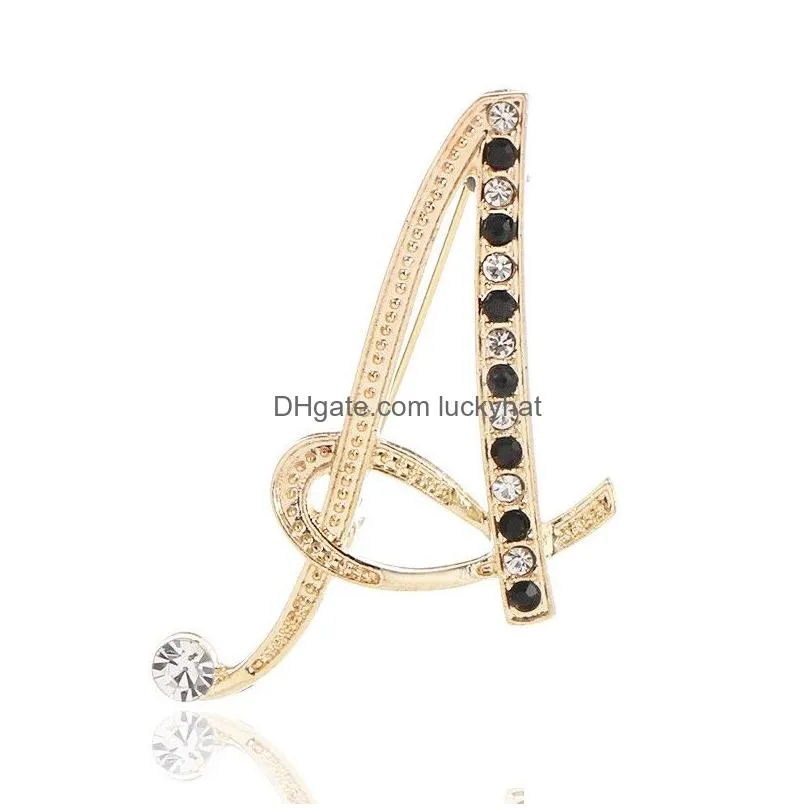 fashion metal 26 letter brooch personality suit scarf buckle corsage luxury brooches for women accessories jewelry gift