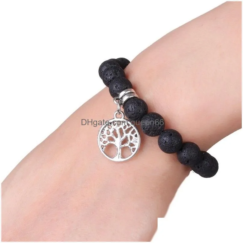 7 chakra energy natural stone elastic yoga beads bracelet buddhism tree of life pendant bracelet charm jewelry 4 styles